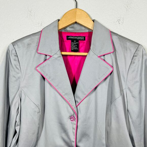 Jonathan Martin Studio Pink Piped Blazer Jacket Career Casual 3 Button - 10 - Picture 2 of 5